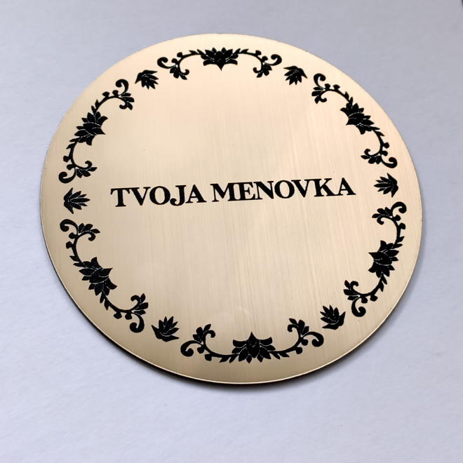 zlatá kulatá jmenovka Round Ornament