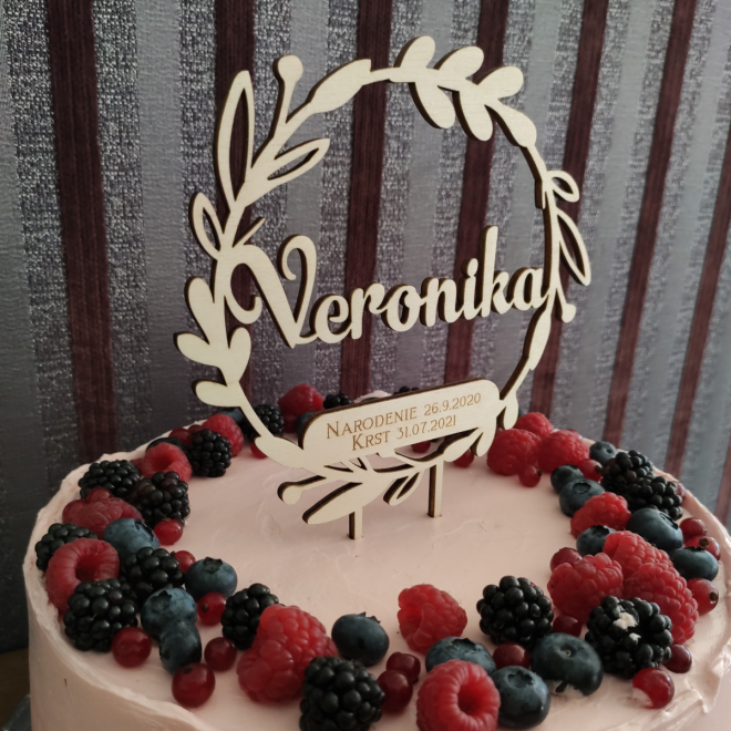 Zápich na dort se jménem – křtinový cake topper s datem
