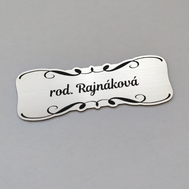stříbrná jmenovka Vintage Curly