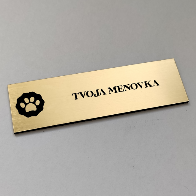 zlatá jmenovka na dveře Psí tlapka