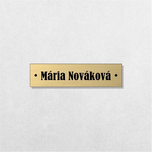 zlatá úzká jmenovka s dírkami 8 × 2 cm