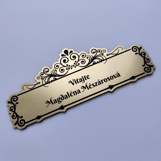 zlatá jmenovka Deluxe Ornament se zdobným vrchem