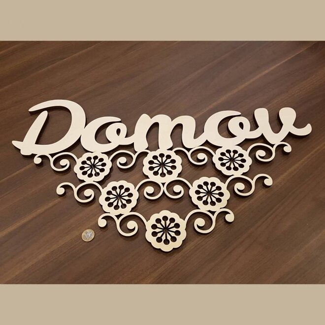 Dřevěný nápis Domov folk