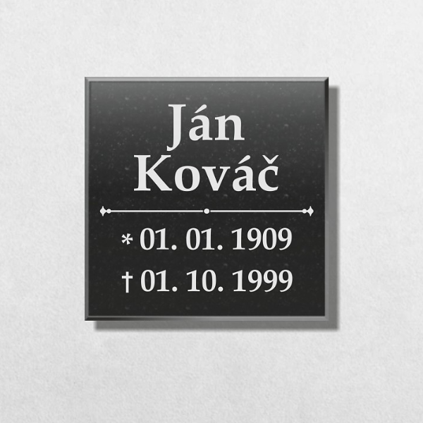 čtvercová žulová tabulka na hrob