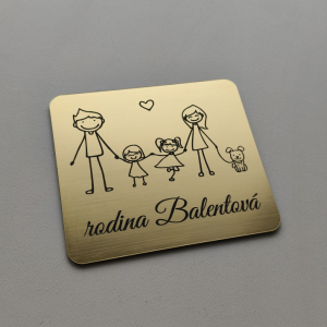 Jmenovka na dveře rodina s malými dcerkami a pejskem