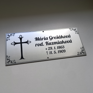 Tabulka na hrob s křížem