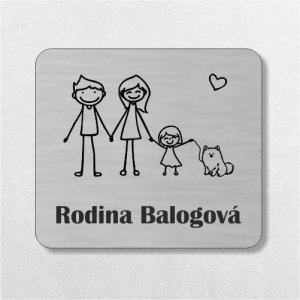Jmenovka na dveře rodiče, dcera a psík