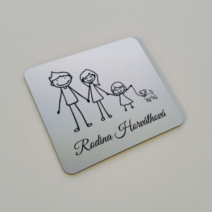 Jmenovka na dveře rodina s malou dcerou a pejskem