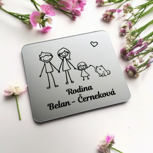 Jmenovka na dveře rodiče, dcera a psík