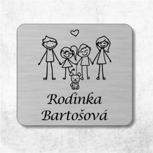 Jmenovka na dveře rodina s dětmi a psíkem