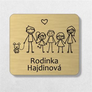 Jmenovka na dveře rodina se třemi dětmi a psíkem v1