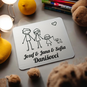 Jmenovka na dveře rodina s malou dcerou a pejskem