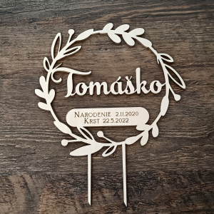 Zápich na dort se jménem – křtinový cake topper s datem